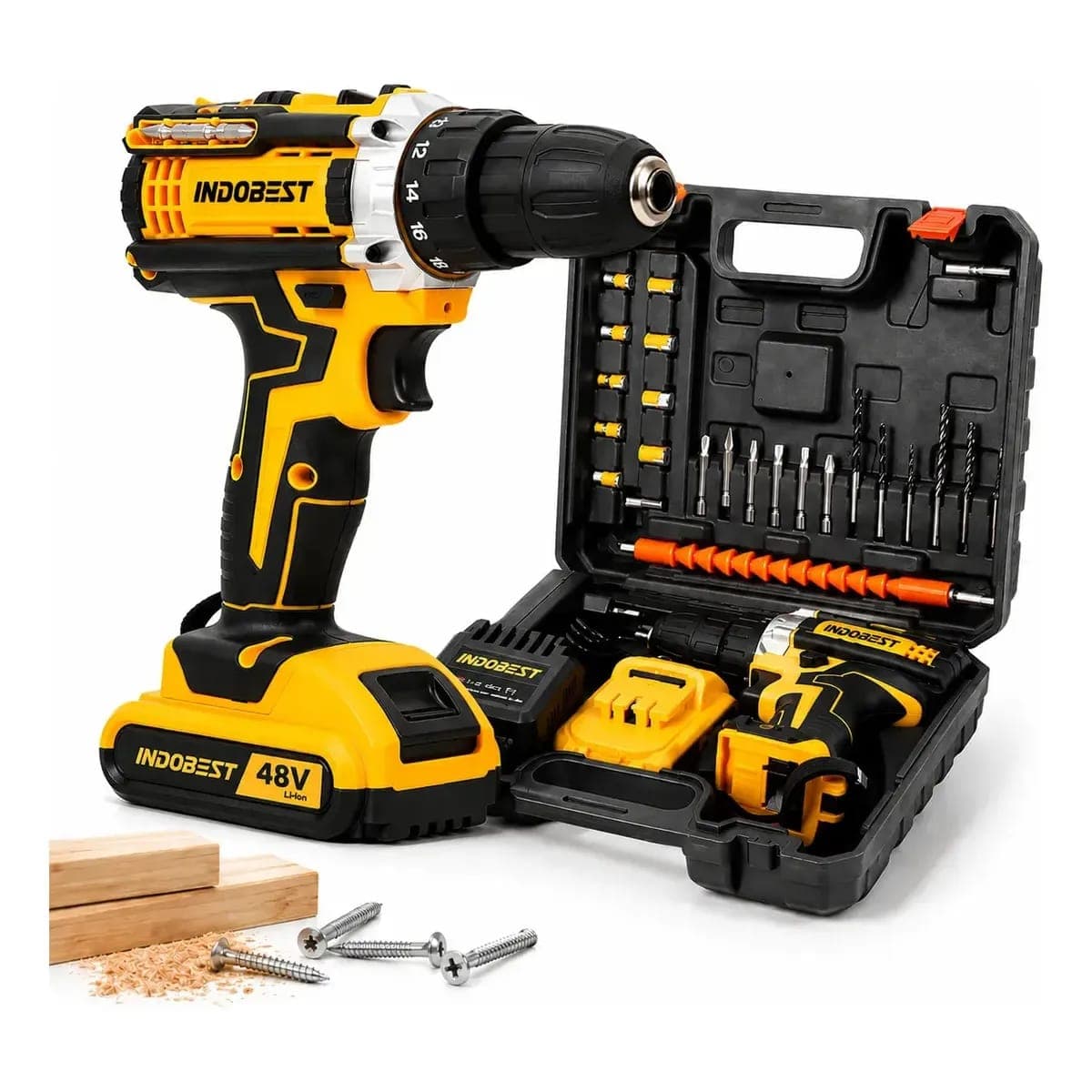 Parafusadeira Furadeira Sem Fio 2 Baterias 340W 1550 RPM