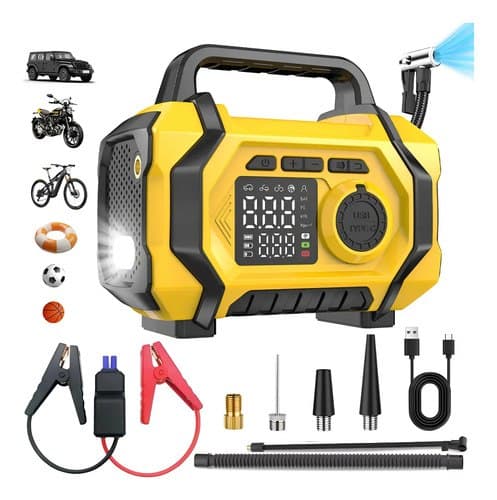 Auxiliador de Partida, Compressor de Ar e Powerbank 5 Funções